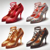 Picture of Four Different Women's Glitter Dancing Shoes